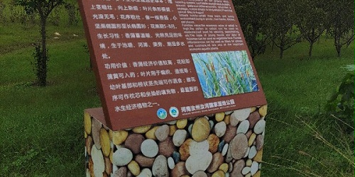 景区标识牌：节能减排，循环利用，保护环境！
