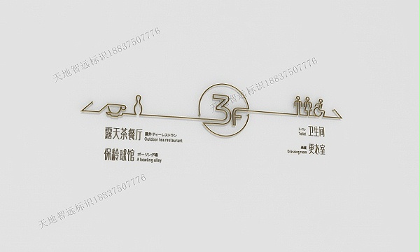 酒店前厅墙上楼层导视